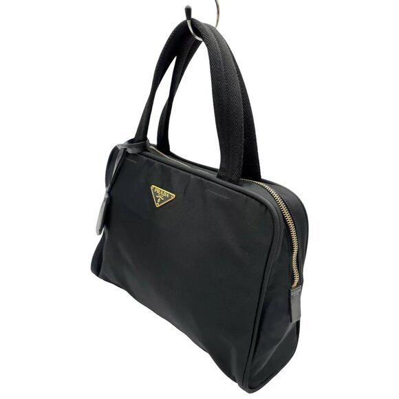 PRADA Tessuto Gold Hardware Hand Bag Black Nylon - Picture 3 of 12